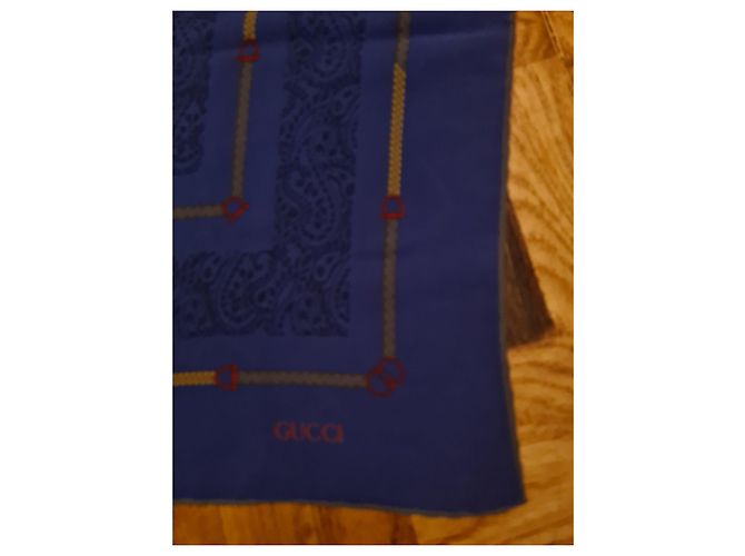Gucci Foulard in seta blu con motivo paisley - vista 2