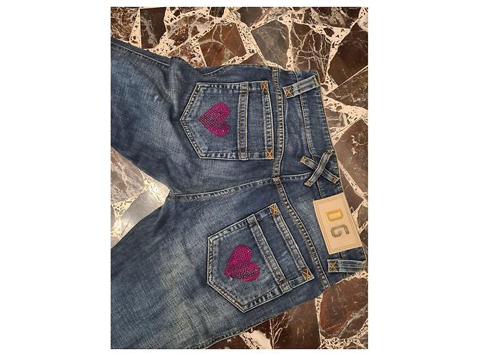 Jeans Dolce & Gabbana con corazones rosas Azul - vista 6
