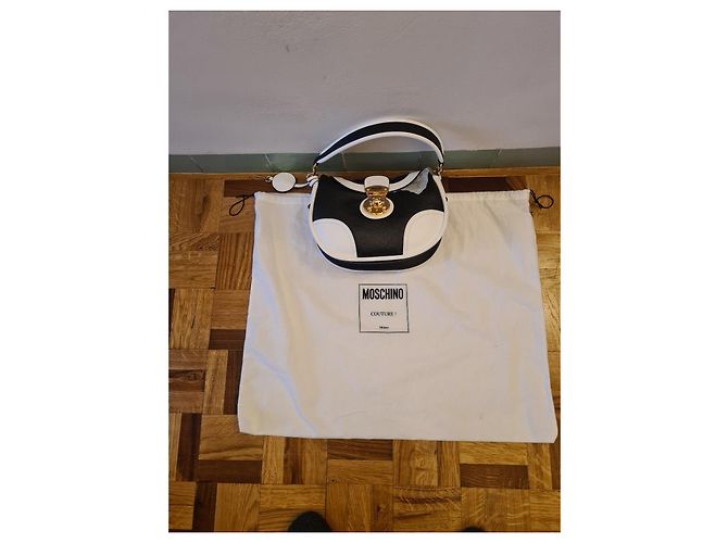 Moschino Bicolor Leder Tasche Schwarz Weiß - Ansicht 12