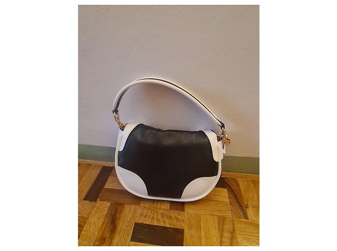 Moschino Bicolor Leder Tasche Schwarz Weiß - Ansicht 3