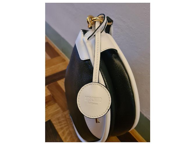 Moschino Bicolor Leder Tasche Schwarz Weiß - Ansicht 4