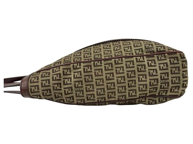 Fendi Zucchino FF Pattern Canvas Leather Tote Bag Brown - view 5
