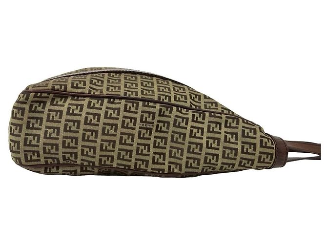 Fendi Zucchino FF Pattern Canvas Leather Tote Bag Brown - view 6