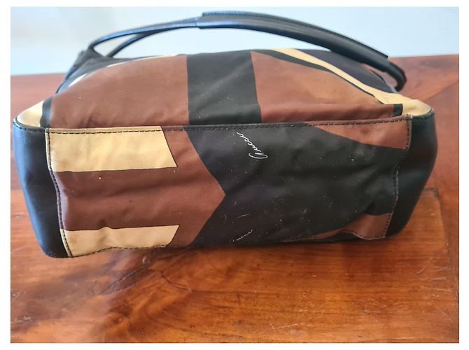 Borsa Gucci in nylon e pelle con stampa geometrica Marrone Nero Multicolore - vista 10