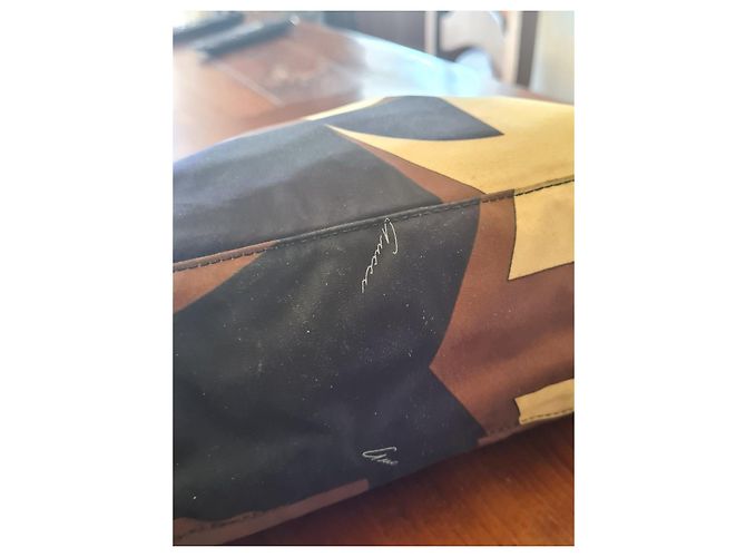 Borsa Gucci in nylon e pelle con stampa geometrica Marrone Nero Multicolore - vista 14
