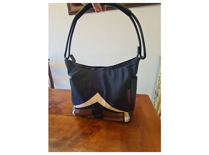 Borsa Gucci in nylon e pelle con stampa geometrica Marrone Nero Multicolore - vista 2