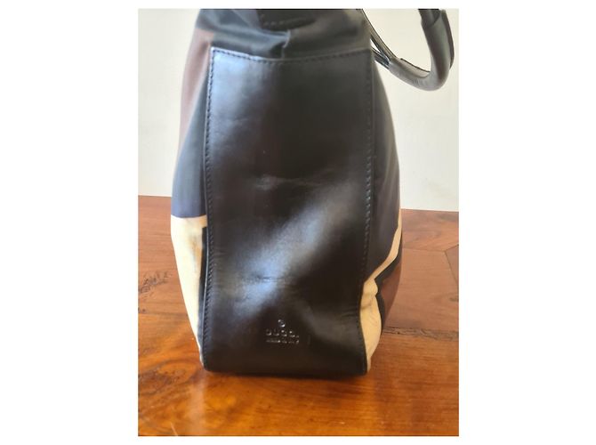 Borsa Gucci in nylon e pelle con stampa geometrica Marrone Nero Multicolore - vista 8