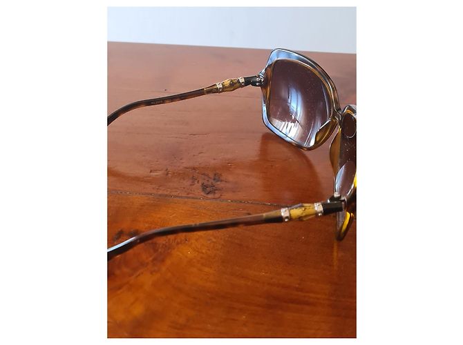 Occhiali da sole Gucci a farfalla con dettaglio bambù Marrone Stampa leopardo - vista 3