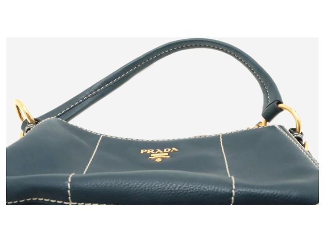 Prada Bolsa de ombro de couro azul - vista 6