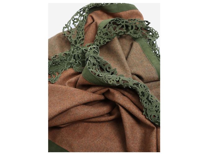Autre Marque Sciarpa in suede verde con bordino in suede - vista 4