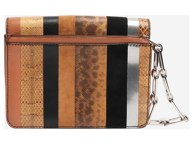 Proenza Schouler Clutch in pelle esotica a righe marrone - vista 3