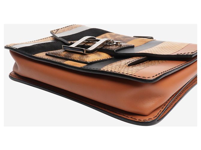 Proenza Schouler Clutch in pelle esotica a righe marrone - vista 4