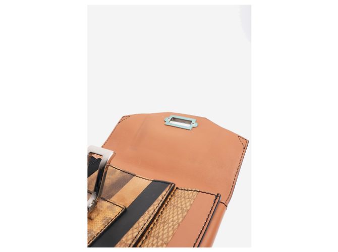 Proenza Schouler Clutch in pelle esotica a righe marrone - vista 6