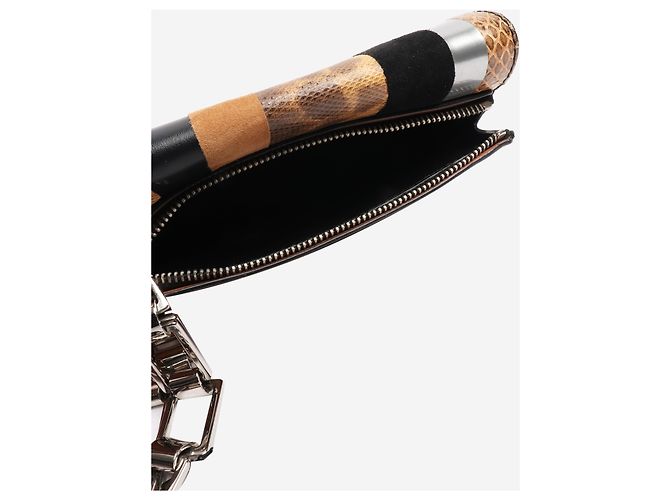 Proenza Schouler Clutch in pelle esotica a righe marrone - vista 7