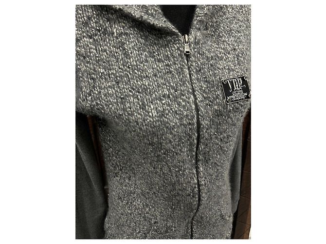 Autre Marque VDP Club Grauer Cashmere-Cardigan mit Pailletten - Ansicht 7