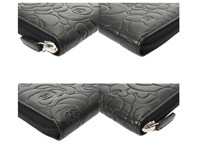 Cartera larga de cuero negro Camelia de Chanel - vista 5
