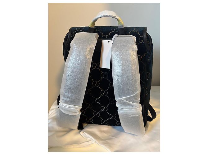 Zaino Gucci Velvet GG Monogram in velluto blu - vista 5