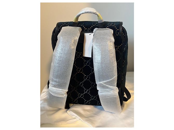 Zaino Gucci Velvet GG Monogram in velluto blu - vista 6