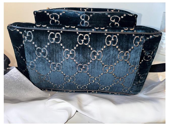 Zaino Gucci Velvet GG Monogram in velluto blu - vista 8