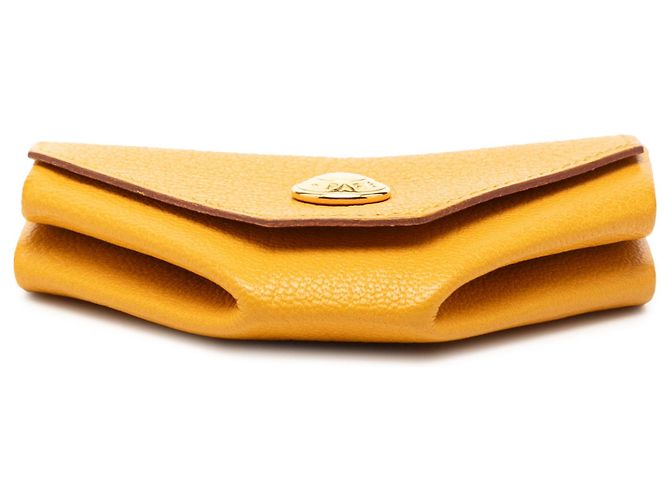 Monedero Le 24 en cabra Mysore amarillo Hermès Mostaza - vista 3
