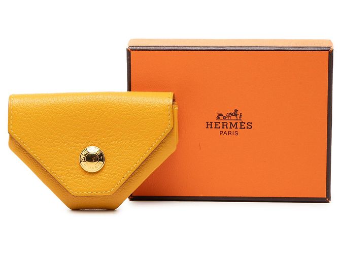 Monedero Le 24 en cabra Mysore amarillo Hermès Mostaza - vista 8