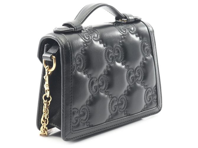 Borsa a mano piccola in pelle matelassé GG nera di Gucci Nero - vue 2