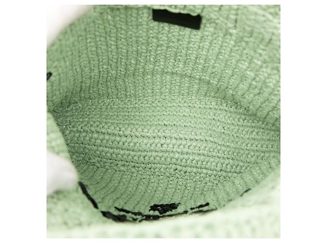Prada Grüner kleiner Tote aus gehäkeltem Raphia-Effekt mit besticktem Logo Hellgrün - Ansicht 4