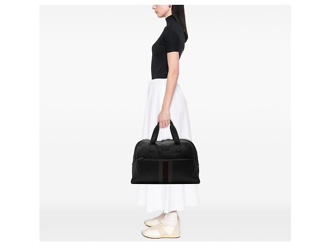 Borsa da viaggio in pelle nera Web Gucci Nero - vista 7