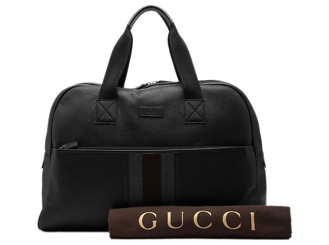 Borsa da viaggio in pelle nera Web Gucci Nero - vista 8