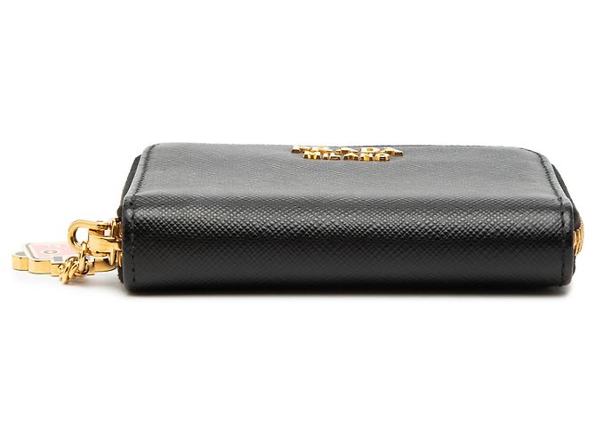 Portafoglio con zip in pelle Saffiano nera Prada Nero - vista 3