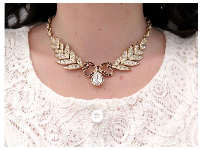 NEUE VINTAGE YVES SAINT LAURENT HALSKETTE ROTER RUBINSTEIN STRASS Golden - Ansicht 7