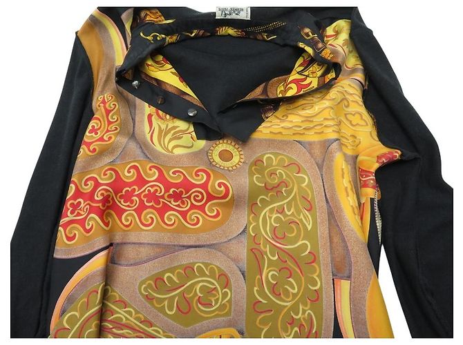 Hermès HERMES CARDIGAN AMAZONEN FESTIVAL L 44 WOLLE SEIDE SCHWARZ STRICKJACKE - Ansicht 4