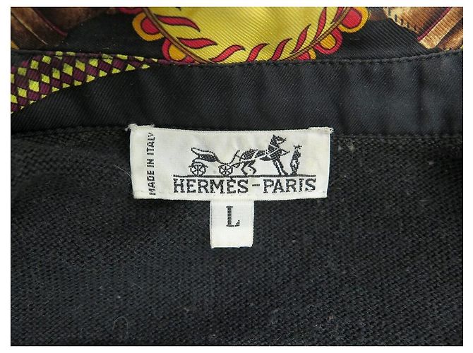 Hermès HERMES CARDIGAN AMAZONEN FESTIVAL L 44 WOLLE SEIDE SCHWARZ STRICKJACKE - Ansicht 5