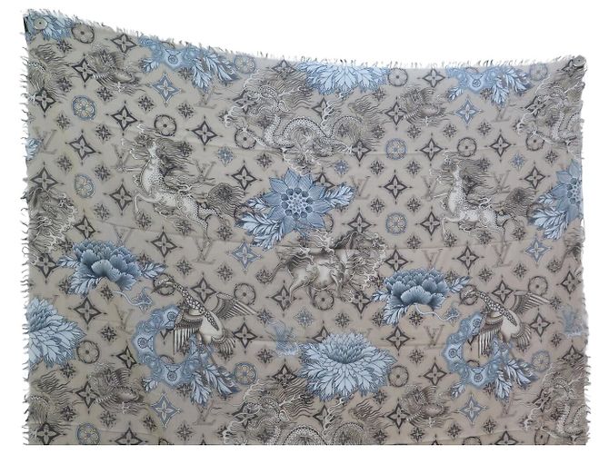 ETOLA LOUIS VUITTON X SCOTT CAMPBELL MONOGRAM TATTOO 2011 BUFANDA DE ALGODÓN Beige - vista 2
