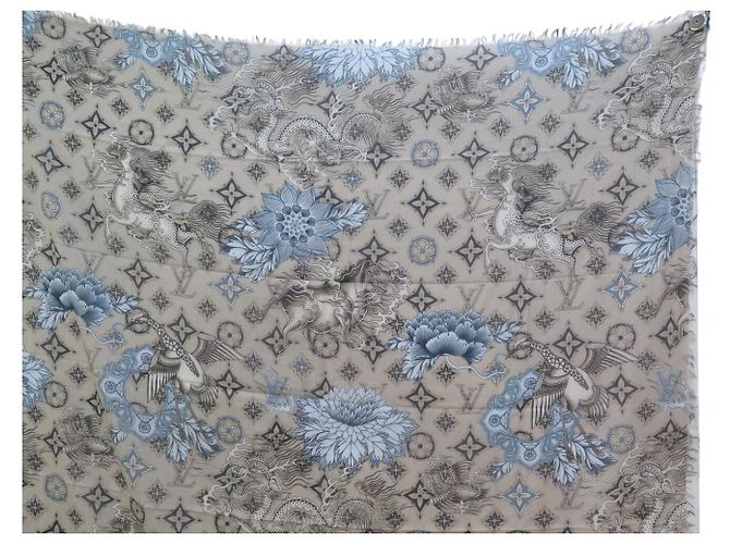 ETOLA LOUIS VUITTON X SCOTT CAMPBELL MONOGRAM TATTOO 2011 BUFANDA DE ALGODÓN Beige - vista 3