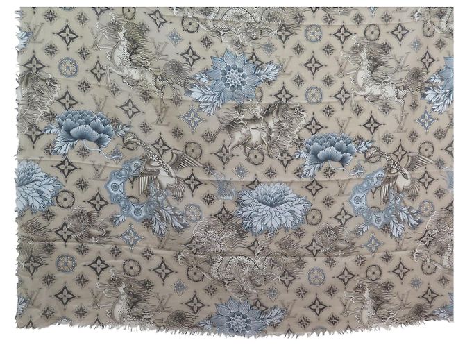 ETOLA LOUIS VUITTON X SCOTT CAMPBELL MONOGRAM TATTOO 2011 BUFANDA DE ALGODÓN Beige - vista 5