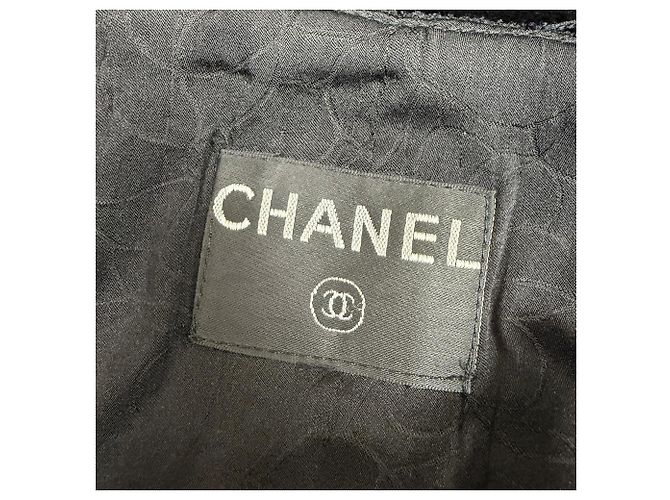 Timeless  Chanel Tweed Cutout Accent Open Blazer in Black Wool - view 4