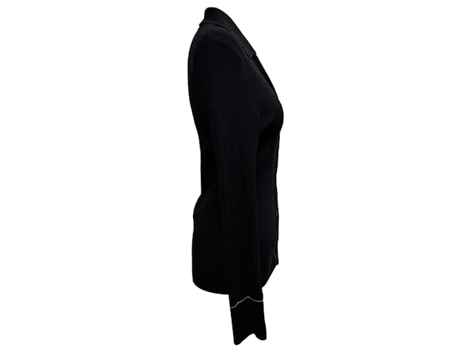 Rippstrick-Cardigan aus schwarzer Viskose Sandro - Ansicht 2