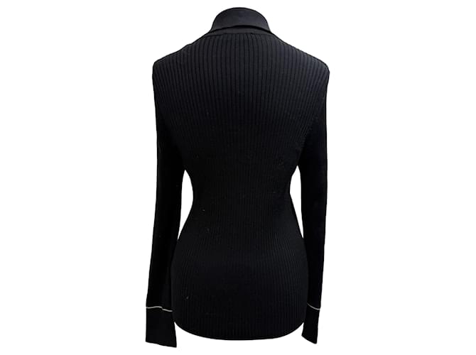 Rippstrick-Cardigan aus schwarzer Viskose Sandro - Ansicht 3
