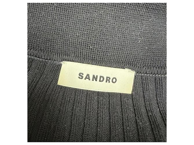 Rippstrick-Cardigan aus schwarzer Viskose Sandro - Ansicht 4