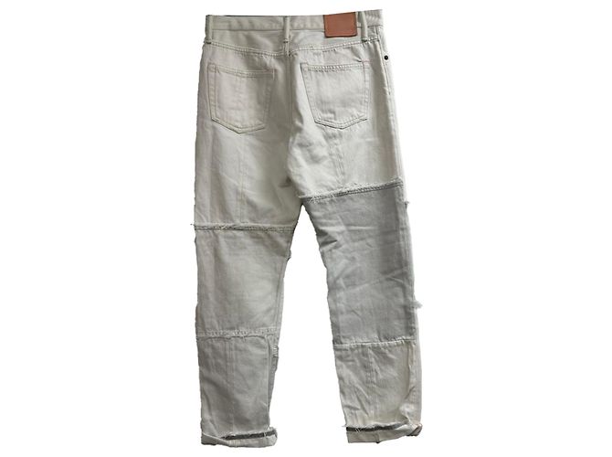 Jeans in cotone bianco con dettagli patchwork di Acne Studios Crudo - vista 2