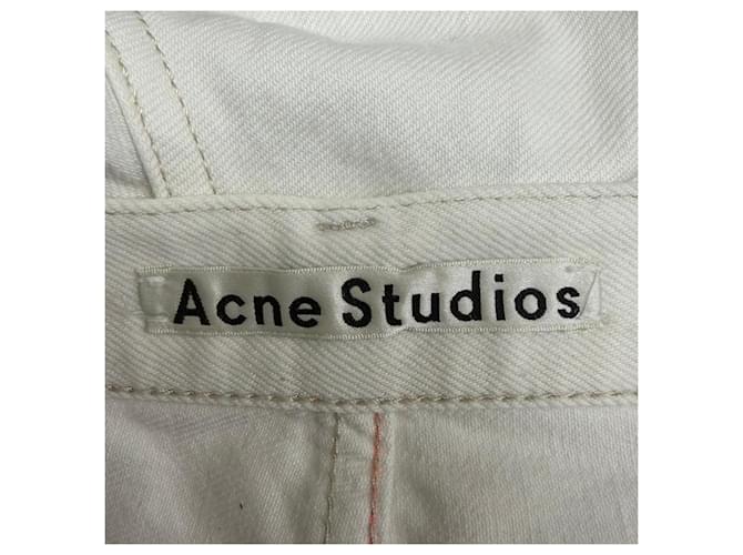 Jeans in cotone bianco con dettagli patchwork di Acne Studios Crudo - vista 3