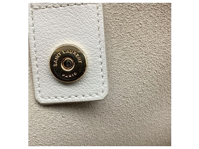 Bolsa de compras N/S Saint Laurent em couro bege - vista 11