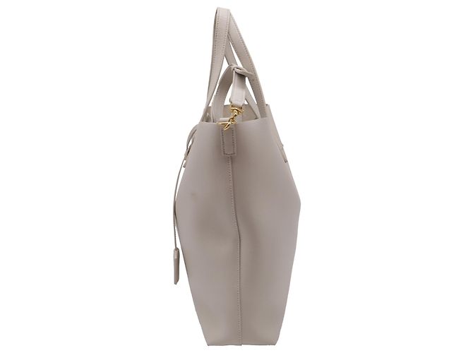 Bolsa de compras N/S Saint Laurent em couro bege - vista 3