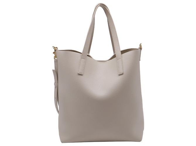 Bolsa de compras N/S Saint Laurent em couro bege - vista 4