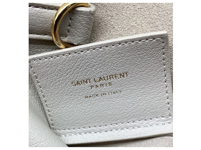 Bolsa de compras N/S Saint Laurent em couro bege - vista 9