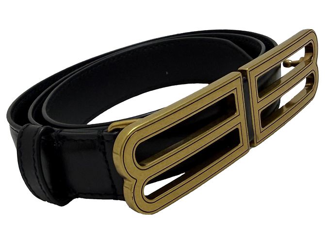 Cintura BB Stretch Balenciaga in pelle nera - vista 3