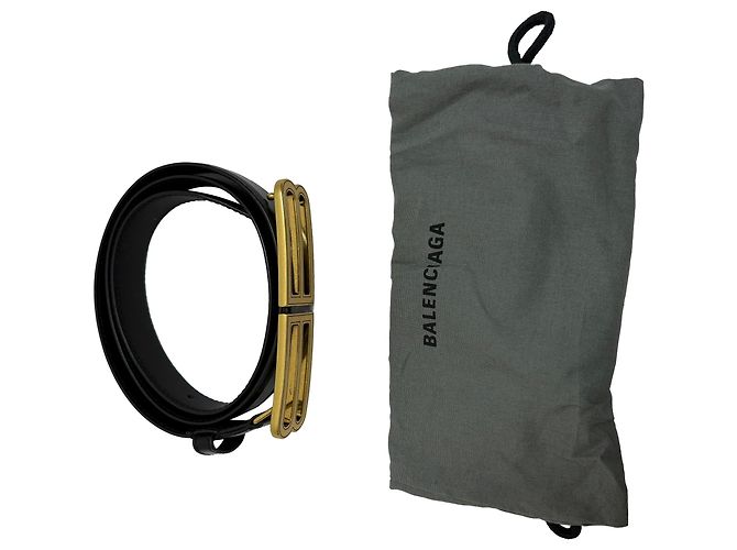 Cintura BB Stretch Balenciaga in pelle nera - vista 4