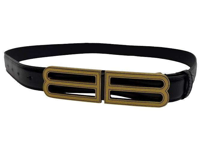 Cintura BB Stretch Balenciaga in pelle nera - vista 5