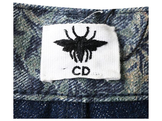 Jeans de pierna recta en denim azul con estampado jacquard Christian Dior - vista 4